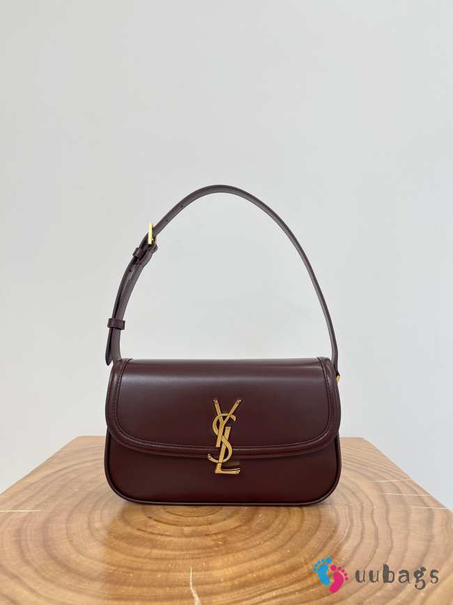 Uubags YSL Solferino Medium Leather Box Bag In Burgundy 24x17x8.5cm  - 1