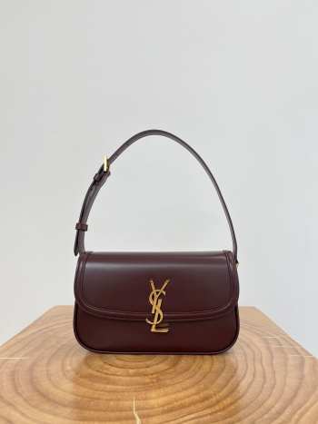 Uubags YSL Solferino Medium Leather Box Bag In Burgundy 24x17x8.5cm 