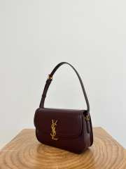 Uubags YSL Solferino Medium Leather Box Bag In Burgundy 24x17x8.5cm  - 5