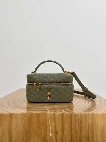 Uubags YSL Gaby Mini Vanity Bag In Lambskin Green 18x11x6.5cm