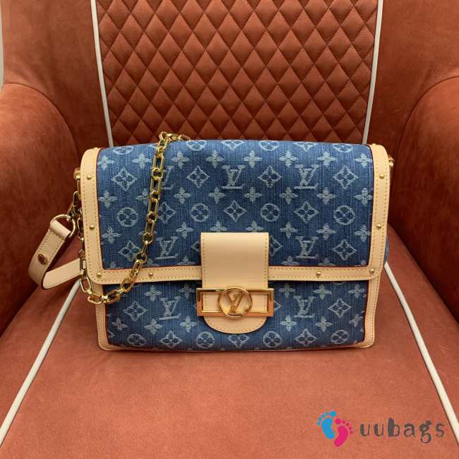 Uubags Louis Vuitton M13319 Dauphine Soft GM Bag Denim Blue 28x20x11cm - 1