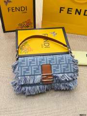 Uubags Baguette blue denim-effect FF jacquard bag 27x15x6cm - 4