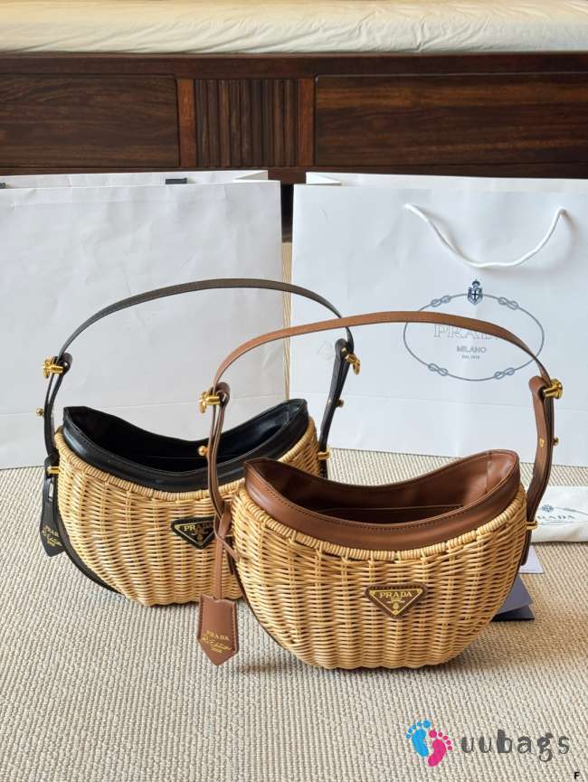 Uubags Wicker and leather Prada Arque bag 22.5x18.5x6cm - 1