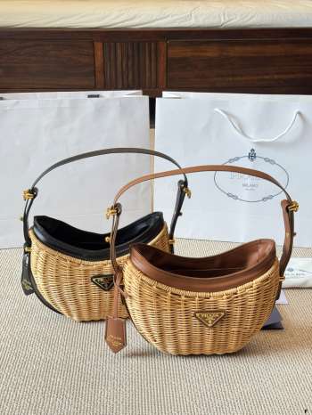 Uubags Wicker and leather Prada Arque bag 22.5x18.5x6cm