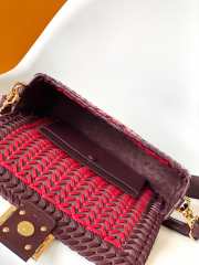 Uubags Fendi Red Leather Interlaced Baguette Bag 27x6.5x15cm - 4