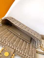 Uubags Fendi Gray Leather Interlaced Baguette Bag 27x6.5x15cm - 2