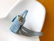 Uubags Fendi Blue Leather Interlaced Baguette Bag 27x6.5x15cm - 6