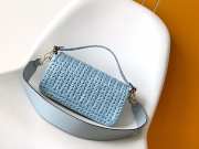Uubags Fendi Blue Leather Interlaced Baguette Bag 27x6.5x15cm - 4
