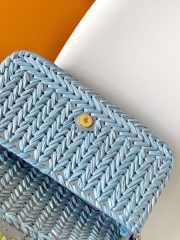 Uubags Fendi Blue Leather Interlaced Baguette Bag 27x6.5x15cm - 3