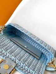 Uubags Fendi Blue Leather Interlaced Baguette Bag 27x6.5x15cm - 2
