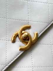 Uubags Chanel Maxi Flap Bag With Top Handle Calfskin & Gold-Tone Metal White 26x37x10cm - 3