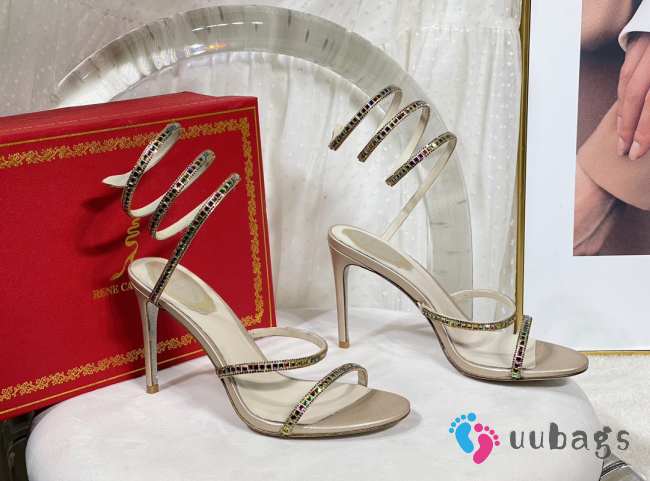 Uubags Rene Caovilla Gem-Embellished Cleo Sandals In Gold Pendant 10.5cm - 1