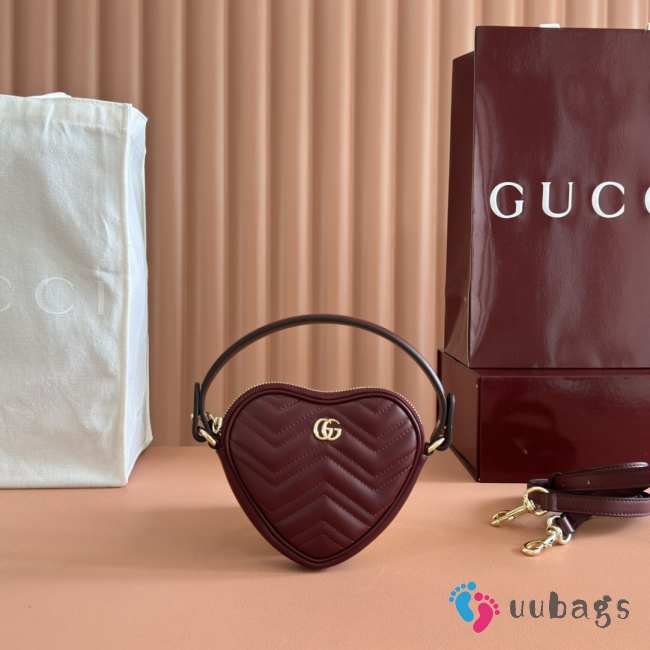 Uubags Gucci Marmont mini bag in Rosso Ancora red matelassé 13.5x11.5x2.5cm - 1