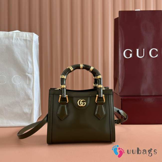 Uubags Gucci Diana small tote bag forest green shiny leather 20x16x10cm - 1