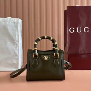 Uubags Gucci Diana small tote bag forest green shiny leather 20x16x10cm