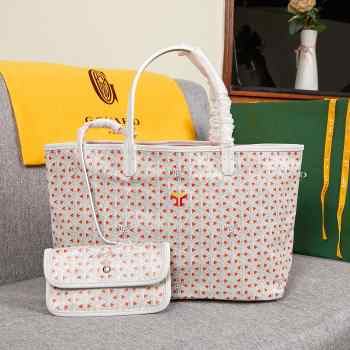Uubags Goyard Saint Louis Claire-Voie GM Bag In White/Orange 55x40x30cm