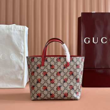 Uubags Gucci beige/ebony GG ranch tote red Supreme canvas 21x20x10cm