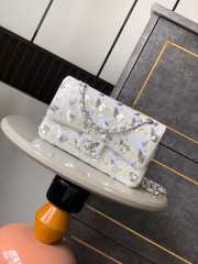 Uubags Chanel classic bag 11.12 satin embroidery, sequins, glass pearls & silver metallic 15.5x25.5x6.5cm - 1