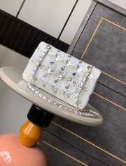 Uubags Chanel classic bag 11.12 satin embroidery, sequins, glass pearls & silver metallic 15.5x25.5x6.5cm - 5