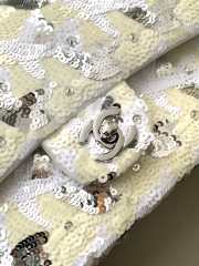 Uubags Chanel classic bag 11.12 satin embroidery, sequins, glass pearls & silver metallic 15.5x25.5x6.5cm - 2