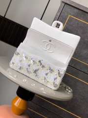 Uubags Chanel classic bag 11.12 satin embroidery, sequins, glass pearls & silver metallic 15.5x25.5x6.5cm - 3