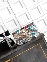 Uubags Classic Bag 11.12 satin embroidery, sequins, glass pearls & silver metallic silver & multicolor 15.5x25.5x6.5cm - 1