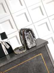 Uubags Classic Bag 11.12 satin embroidery, sequins, glass pearls & silver metallic silver & multicolor 15.5x25.5x6.5cm - 4