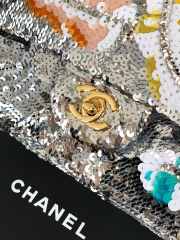 Uubags Classic Bag 11.12 satin embroidery, sequins, glass pearls & silver metallic silver & multicolor 15.5x25.5x6.5cm - 2