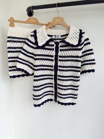 Uubags Miu Miu cotton cardigan natural/blue