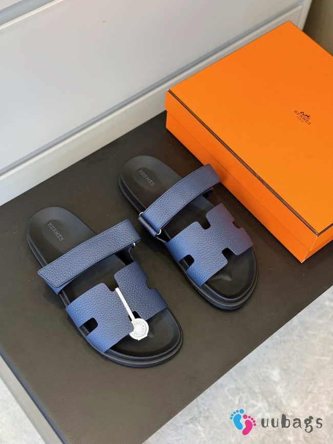 Uubags Hermes Blue Leather Chypre Sandals - 1