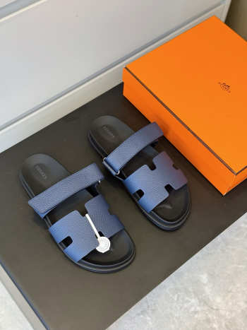 Uubags Hermes Blue Leather Chypre Sandals