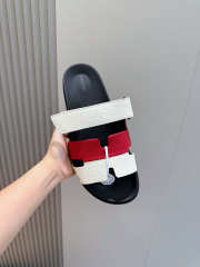 Uubags Hermes White/Red Leather Chypre Sandals - 5