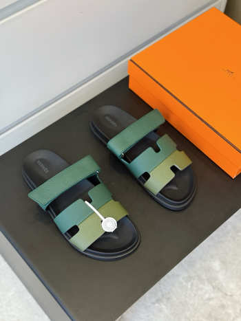 Uubags Hermes Chypre sandal city ​​blue/ bottle green