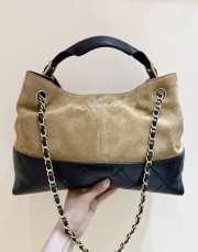 Uubags Chanel Shopping Bag Suede, Sheepskin & Gold Metallic Beige & Black 28x40x15cm - 4