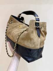 Uubags Chanel Shopping Bag Suede, Sheepskin & Gold Metallic Beige & Black 28x40x15cm - 3