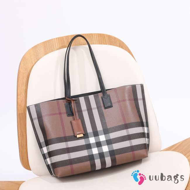Uubags Burberry medium Check tote bag dark birch brown 34x14x28cm - 1