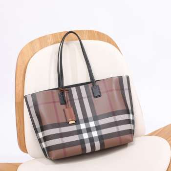 Uubags Burberry medium Check tote bag dark birch brown 34x14x28cm