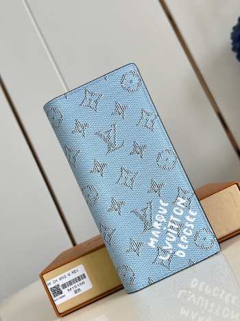 Uubags Louis Vuitton M15156 Brazza Wallet Monogram Heritage Canvas Blue 10x19x2cm