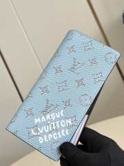 Uubags Louis Vuitton M15156 Brazza Wallet Monogram Heritage Canvas Blue 10x19x2cm - 5