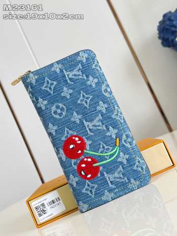 Uubags Louis Vuitton M23161 LV x TM Zippy wallet monogram cherry denim 19.5x10.5x2.5cm