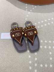 Uubags Valentino Garavani Plaster Caster Thong Sandal in Suede Dark Brown - 1