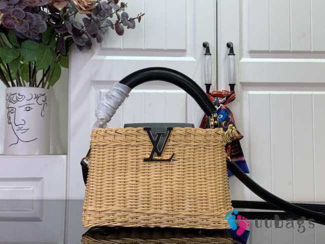 Uubags Louis Vuitton M14365 Capucines Mini Rattan And Cowhide Bag In Black 14x21x8cm - 1