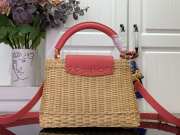 Uubags Louis Vuitton M14366 Capucines BB Rattan And Cowhide Bag In Pink 18x27x9cm - 5