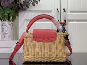 Uubags Louis Vuitton M14365 Capucines Mini Rattan And Cowhide Bag In Pink 14x21x8cm - 2