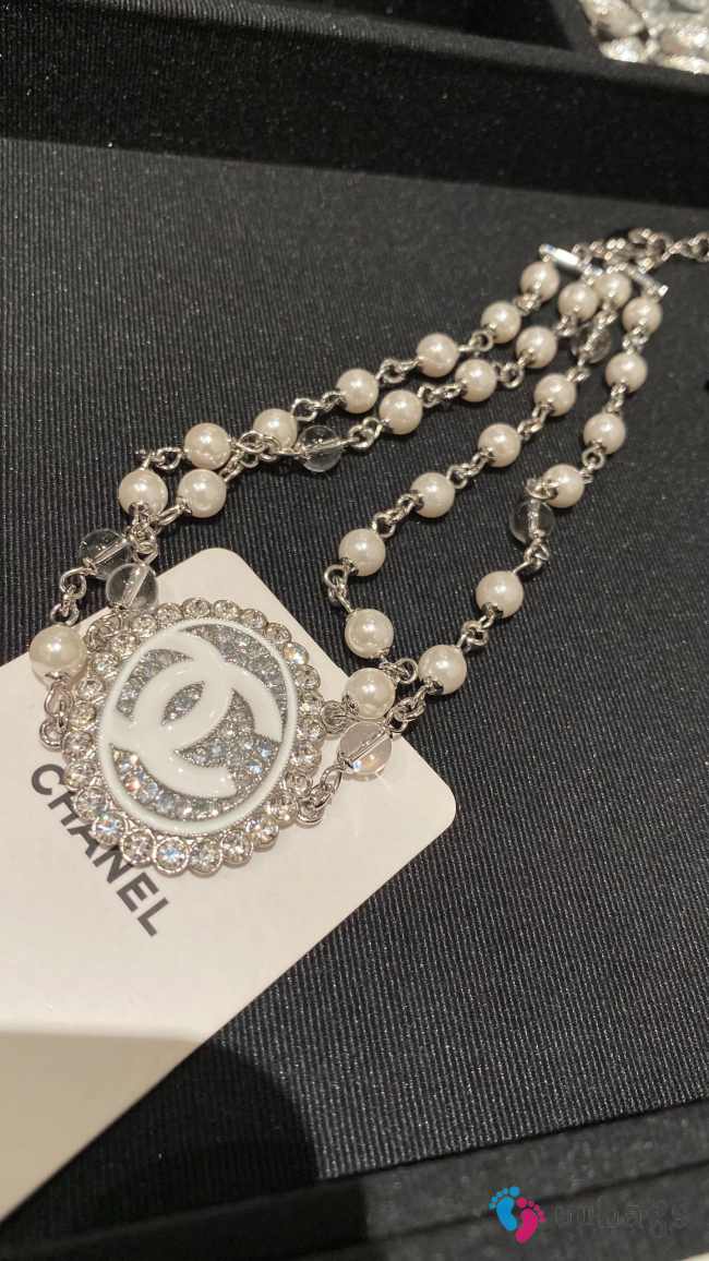 Uubags Chanel Choker Silver, White & Crystal - 1