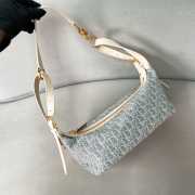 Uubags Dior Small D-Journey Bag Blue Oblique Chambray with Raffia Effect and Light Biscuit Smooth Calfskin 25.5x14.5x14cm  - 1
