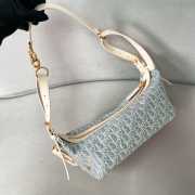 Uubags Dior Small D-Journey Bag Blue Oblique Chambray with Raffia Effect and Light Biscuit Smooth Calfskin 25.5x14.5x14cm  - 6