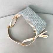 Uubags Dior Small D-Journey Bag Blue Oblique Chambray with Raffia Effect and Light Biscuit Smooth Calfskin 25.5x14.5x14cm  - 4