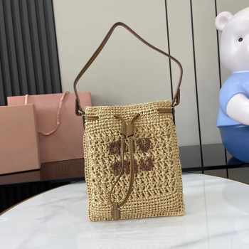 Uubags Miu Miu woven fabric mini-bag beige/cognac 20x23cm