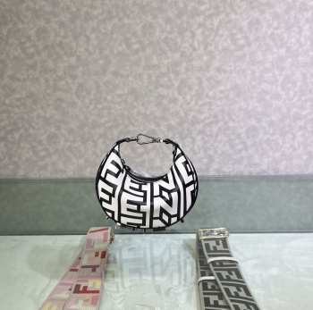 Uubags Fendi x Marc Jacobs Fendigraphy Black and White Hobo Nano Bag 16.5x14x5cm